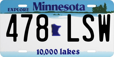 MN license plate 478LSW