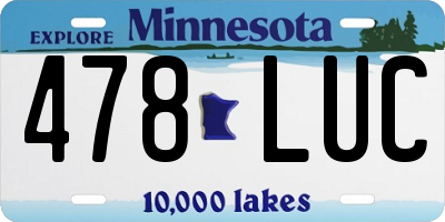 MN license plate 478LUC