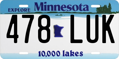 MN license plate 478LUK