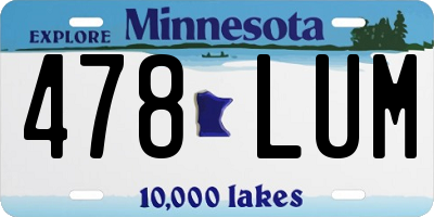 MN license plate 478LUM