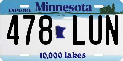 MN license plate 478LUN