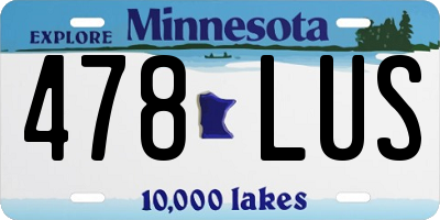 MN license plate 478LUS