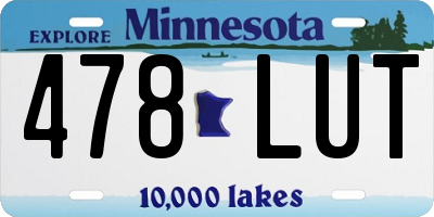 MN license plate 478LUT