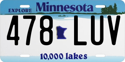 MN license plate 478LUV