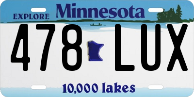 MN license plate 478LUX