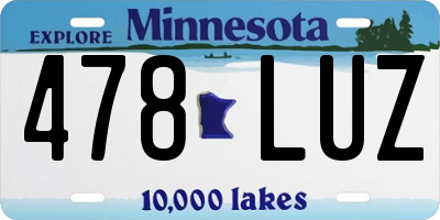 MN license plate 478LUZ