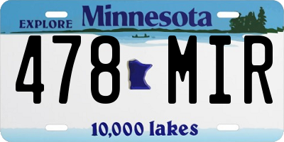 MN license plate 478MIR