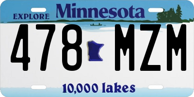 MN license plate 478MZM