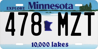MN license plate 478MZT