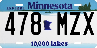 MN license plate 478MZX