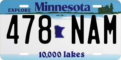 MN license plate 478NAM