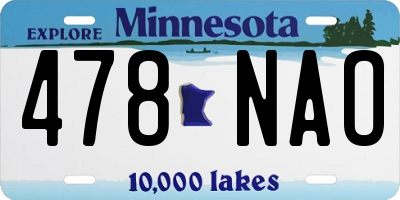 MN license plate 478NAO