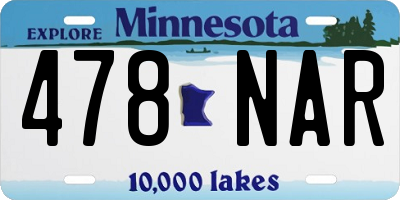 MN license plate 478NAR