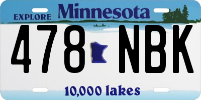 MN license plate 478NBK