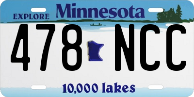MN license plate 478NCC