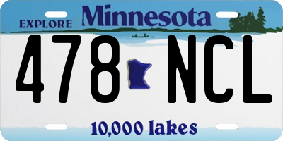 MN license plate 478NCL