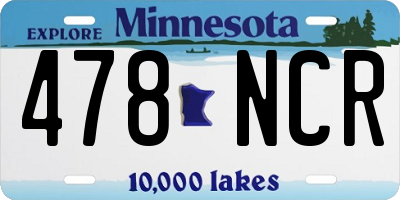 MN license plate 478NCR