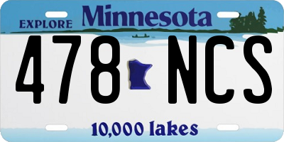 MN license plate 478NCS