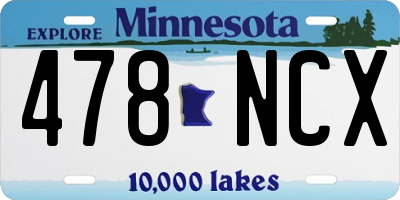MN license plate 478NCX