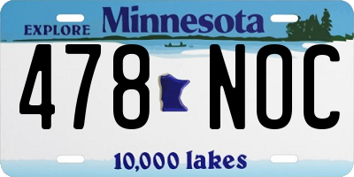 MN license plate 478NOC