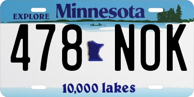 MN license plate 478NOK