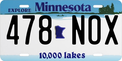 MN license plate 478NOX