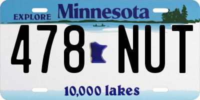 MN license plate 478NUT