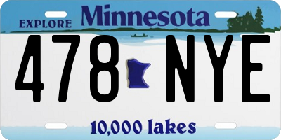 MN license plate 478NYE