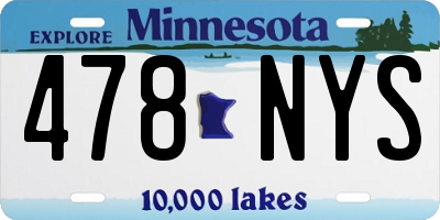 MN license plate 478NYS