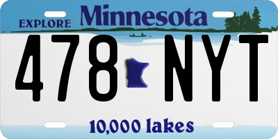 MN license plate 478NYT