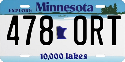 MN license plate 478ORT
