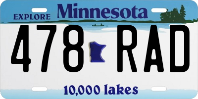 MN license plate 478RAD