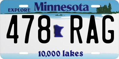 MN license plate 478RAG