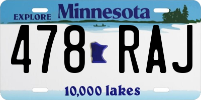 MN license plate 478RAJ