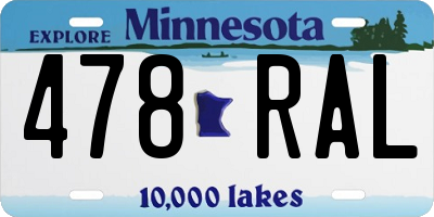 MN license plate 478RAL