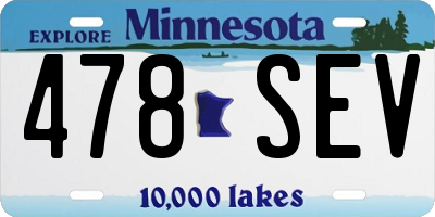 MN license plate 478SEV