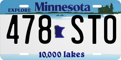 MN license plate 478STO