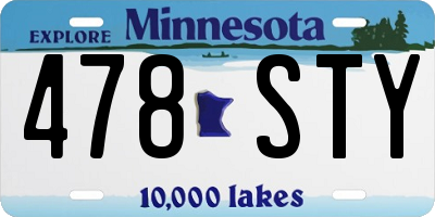 MN license plate 478STY