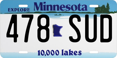 MN license plate 478SUD