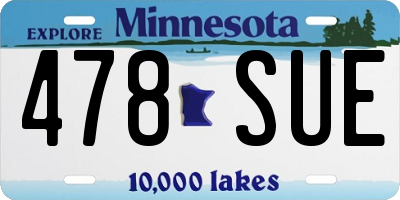 MN license plate 478SUE