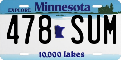 MN license plate 478SUM