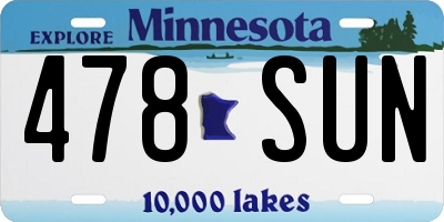 MN license plate 478SUN