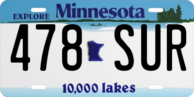 MN license plate 478SUR