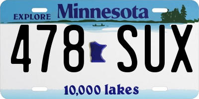 MN license plate 478SUX