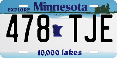 MN license plate 478TJE