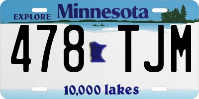 MN license plate 478TJM