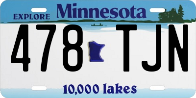 MN license plate 478TJN