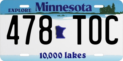 MN license plate 478TOC