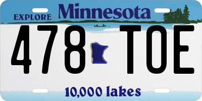 MN license plate 478TOE