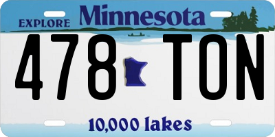 MN license plate 478TON